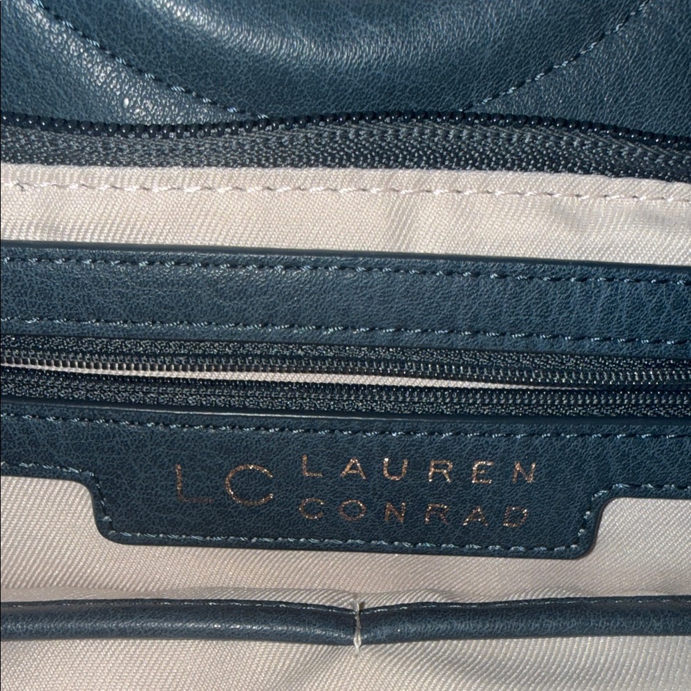 LC Lauren Conrad Navy Floral Tote with Gold Ring Handles - Picture 4 of 4